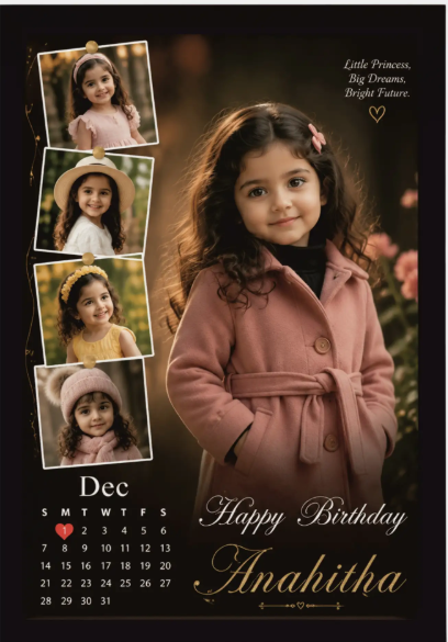 Personalized Birthday Photo Frame 3 – A4 (9×12 Inch) | Send Photos on WhatsApp After Order
